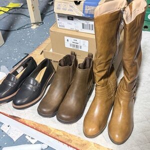 Women’s Shoes Size 8 Clarks Loafers,Eastland Ankle,Journee Knee Boots All 3= $75
